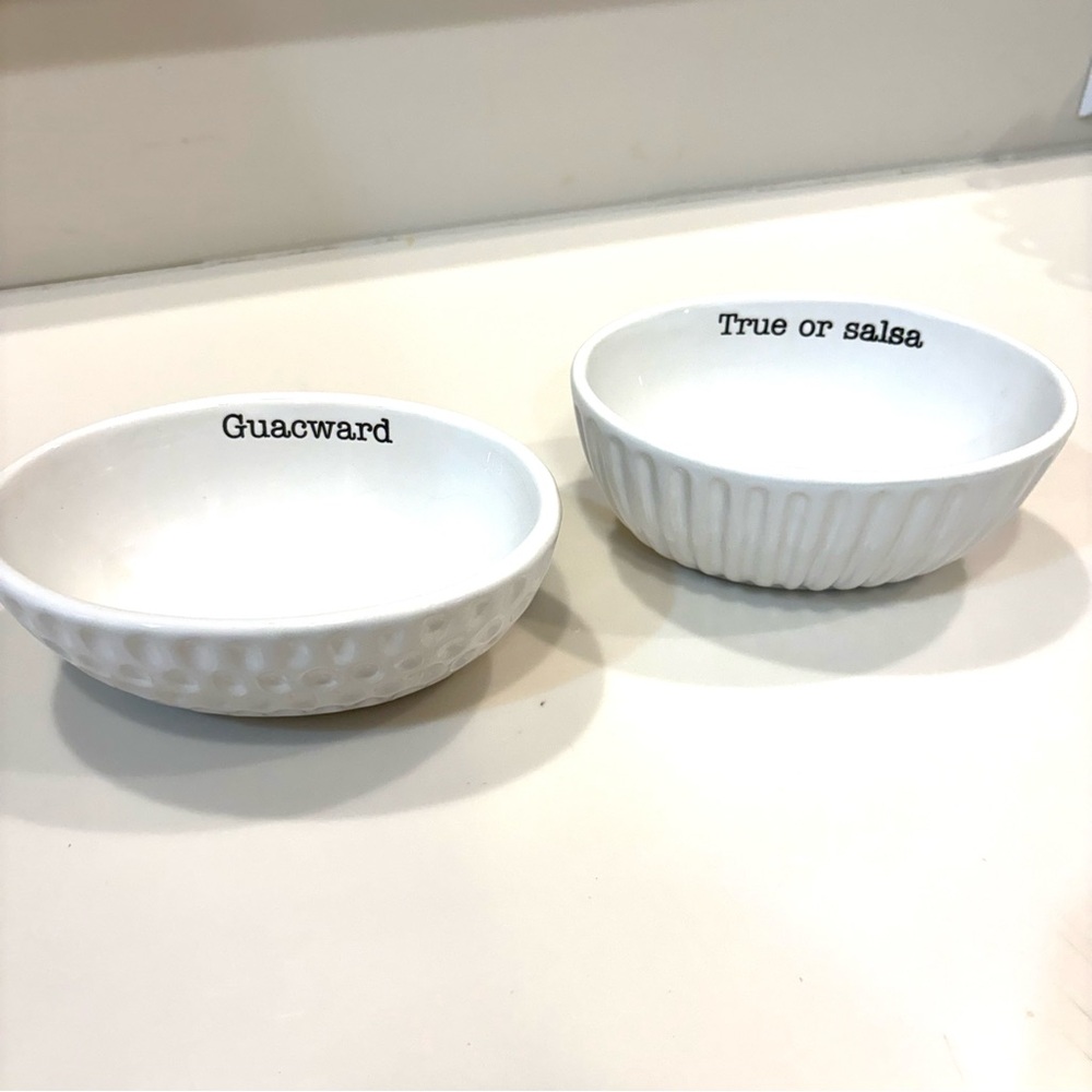 Mud Pie White Ceramic Dip Bowls Set of 2
